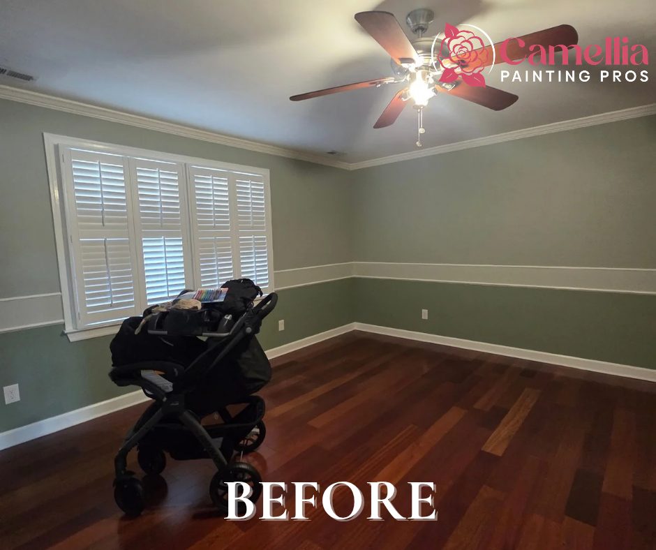 Bedroom repaint in Huntsville, AL before