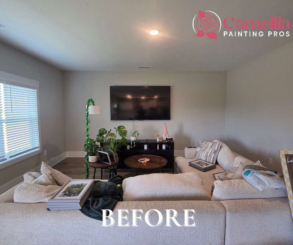 Living room repaint in Huntsville, AL before